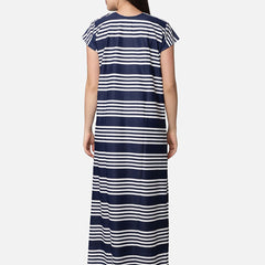 Be You Blue Striped Nursing / Feeding Maxi Nightdress