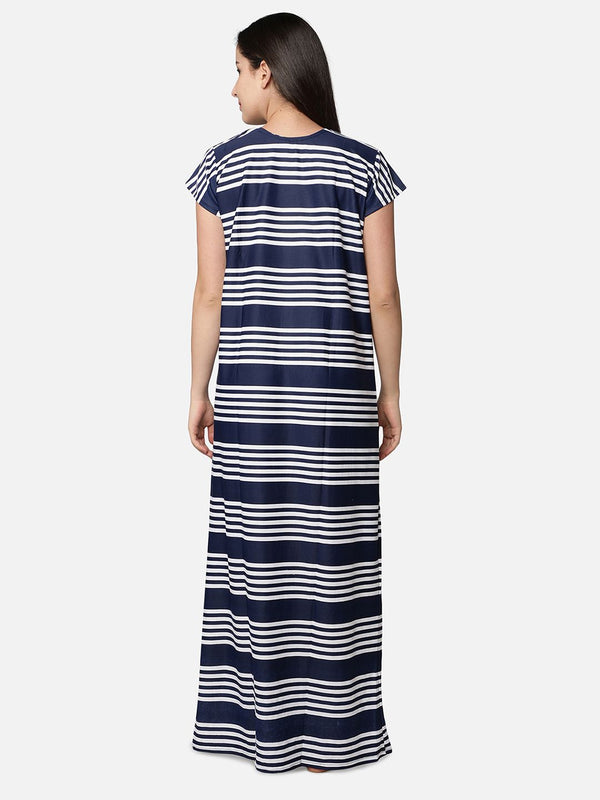Be You Blue Striped Nursing / Feeding Maxi Nightdress