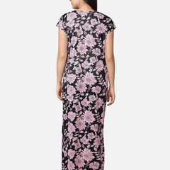 Be You Women Pink Printed Maxi Nightdress