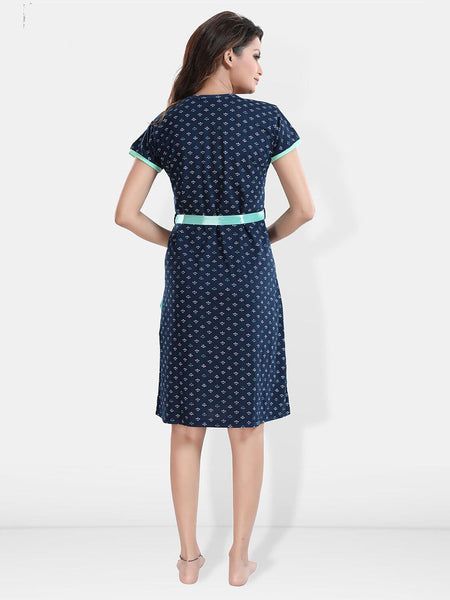 Be You Ethnic Motifs Printed Round Neck T-Shirt Nightdress