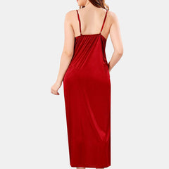 Be You V Neck Lace Satin Maxi Nightdress With Robe