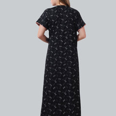 Be You Black Embroidered Maxi Nightdress