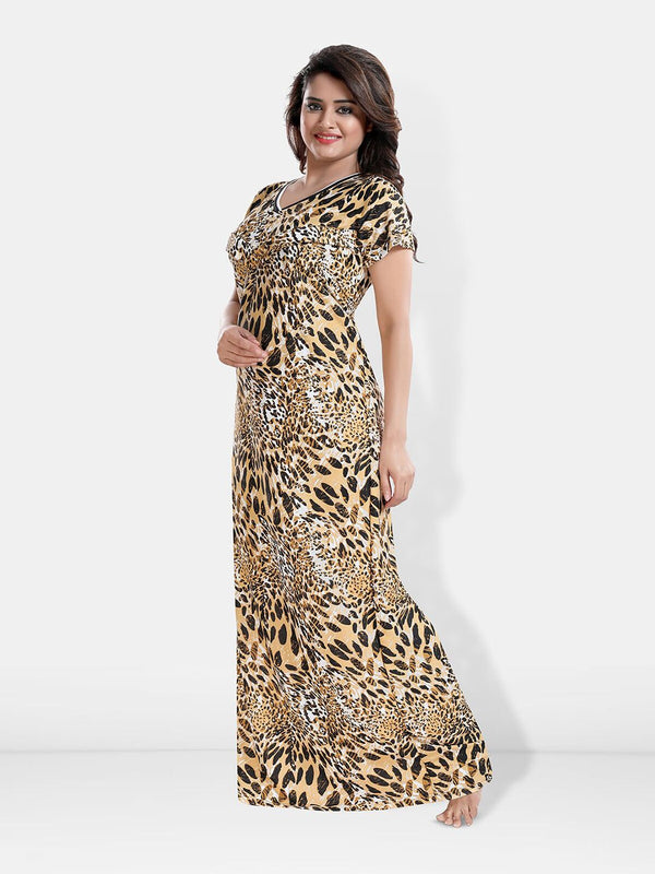 Be You Abstract Printed Maxi Satin Maternity Nightdress