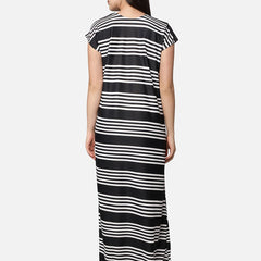 Be You Black Printed Maxi Maternity Nightdress