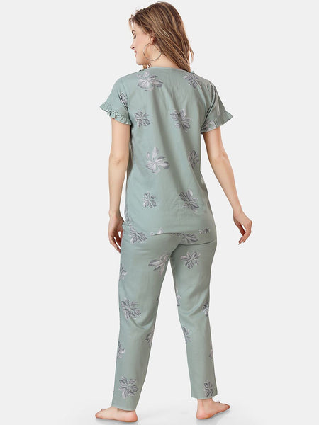 Be You Floral Printed Shirt And Pyjama Night Suit