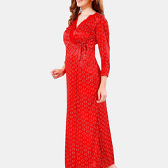 Be You V Neck Lace Satin Maxi Nightdress With Robe