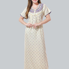 Be You Off White Embroidered Maxi Nightdress