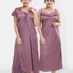 Be You Maxi Satin Wrap Nightdress With Robe
