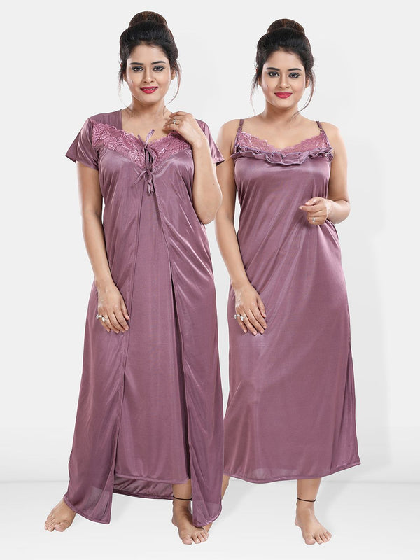 Be You Maxi Satin Wrap Nightdress With Robe