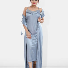 Be You Maxi Satin Wrap Nightdress With Robe