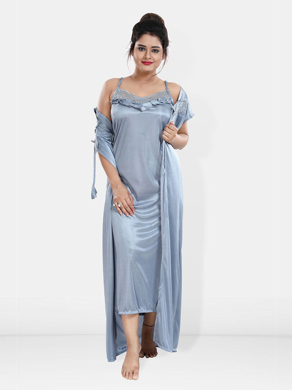 Be You Maxi Satin Wrap Nightdress With Robe