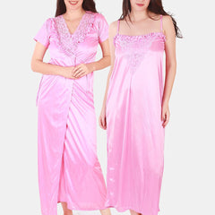 Be You Floral Lace Shoulder Straps Satin Maxi Nightdress With Robe
