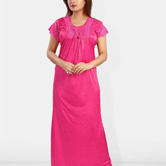 Be You Self Design Satin Maxi Nightdress