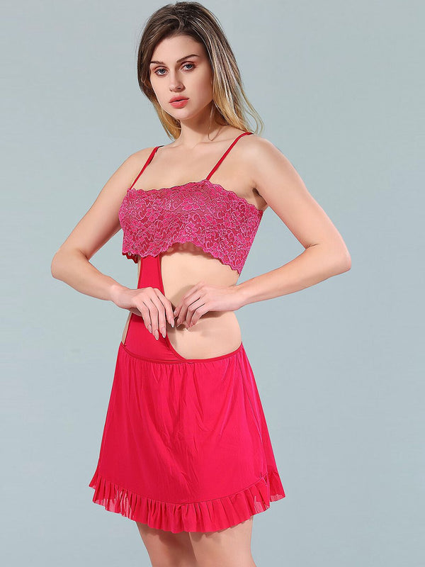 Be You Pink & Red Net Baby Doll