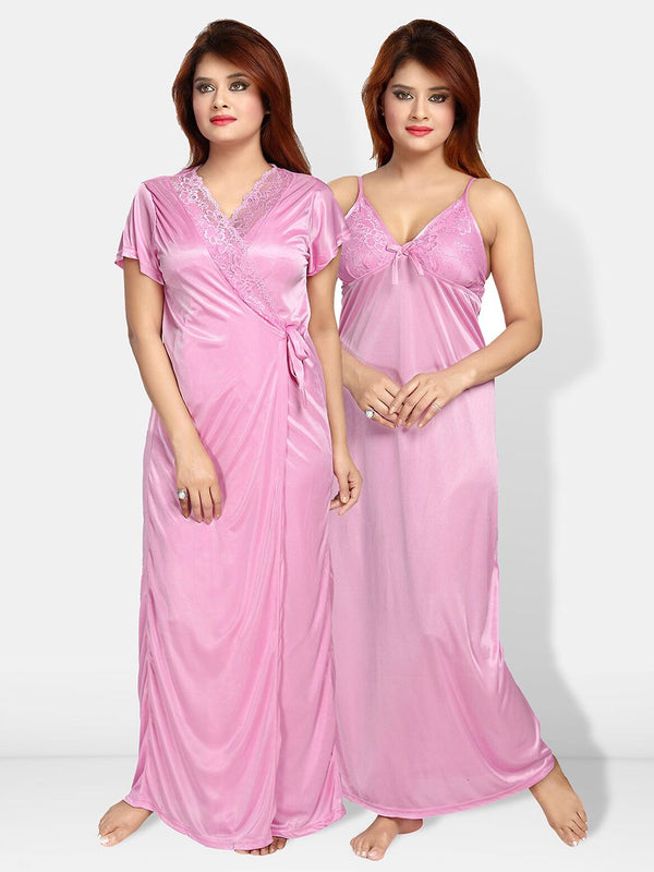 Be You Shoulder Straps Satin Maxi Nightdress With Robe