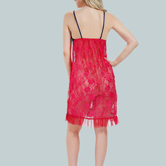 Be You Solid Lace Details Satin Nighty with Robe