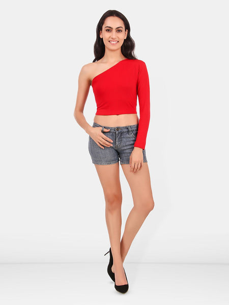 Be You One Shoulder Cotton Crop Top