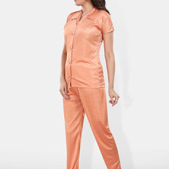 Be You Lapel Collar Satin Night suit