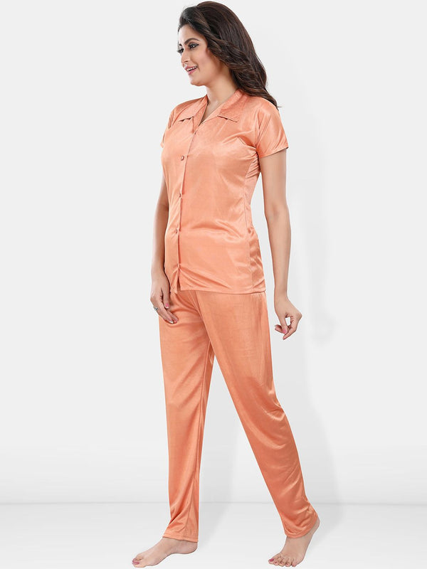 Be You Lapel Collar Satin Night suit
