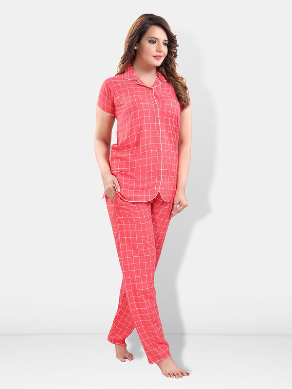 Be You Women Checked Night suit