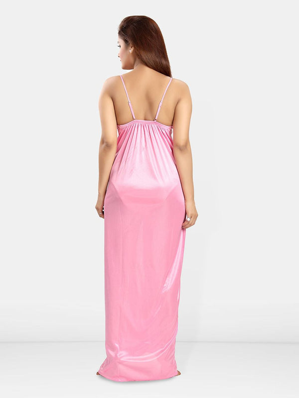 Be You Women Shoulder Straps Satin Maxi Nightdress