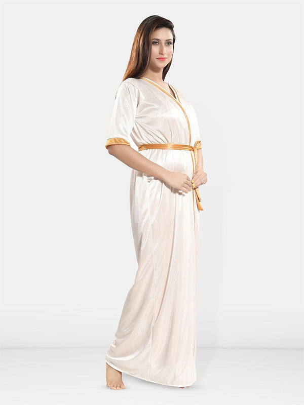 Be You Women Sleeveless Satin Maxi Nightdress With Robe