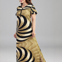 Be You Sarina Satin Spiral Printed Maxi Nightdress