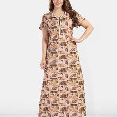 Be You Printed Satin Maxi Nightdress