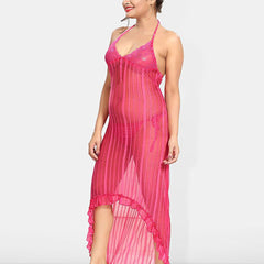 Be You Self Design Net Halter Neck Baby Doll With Brief