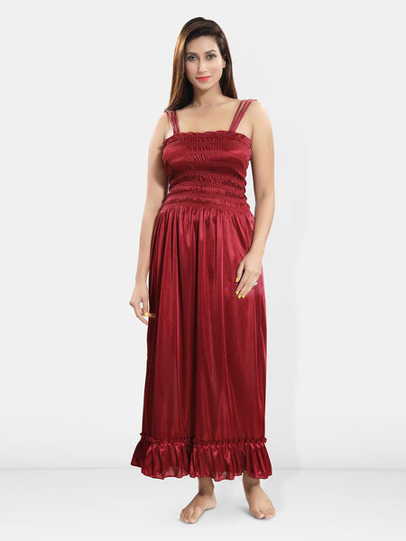 Be You Shoulder Straps Satin Maxi Sweat Nightdress