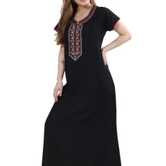 Be You Black Embroidered Maxi Nightdress
