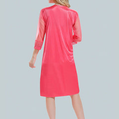 Be You Solid Lace Details Satin Nighty with Robe