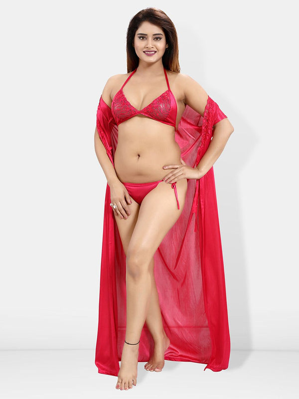 Be You 6 Piece Satin Maxi Nightdress