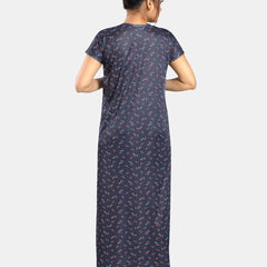 Be You Floral Printed V-Neck Satin Maxi Nightdress