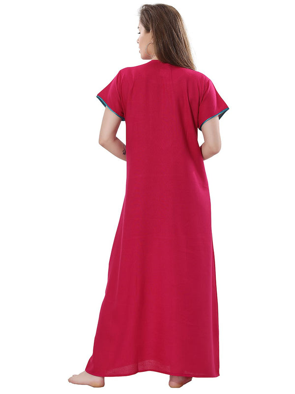 Be You Pink Embroidered Maxi Nightdress