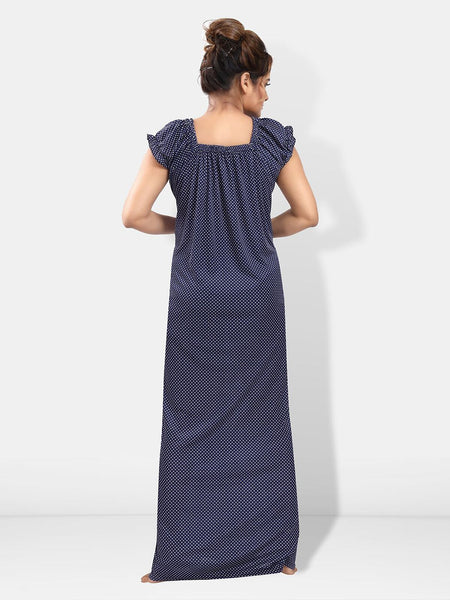 Be You Polka Dot Printed Square Neck Satin Maxi Nightdress