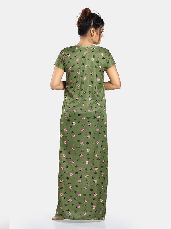 Be You Floral Printed Satin Maternity Maxi Sweat Nightdress