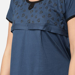 Be You Blue Cotton Blend Nightdress