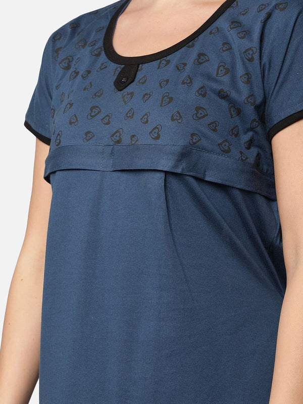 Be You Blue Cotton Blend Nightdress
