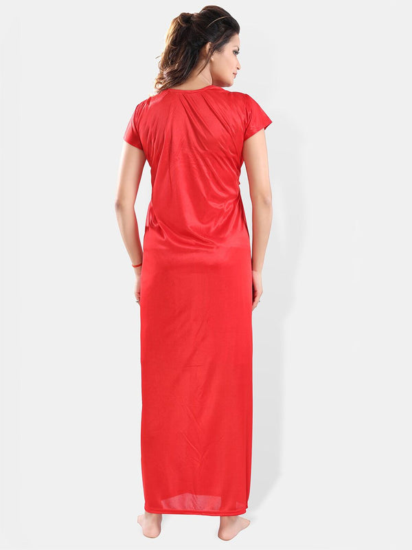 Be You Shoulder Straps Satin Night Suit With Robe