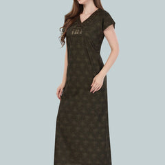 Be You Green Printed Maxi Nightdress