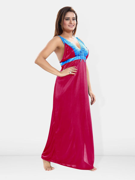 Be You V-Neck Satin Maxi Wrap Nightdress With Robe