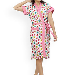 Be You Women Printed Cotton Anti-bacterial Super Soft Bath Robe With Belt