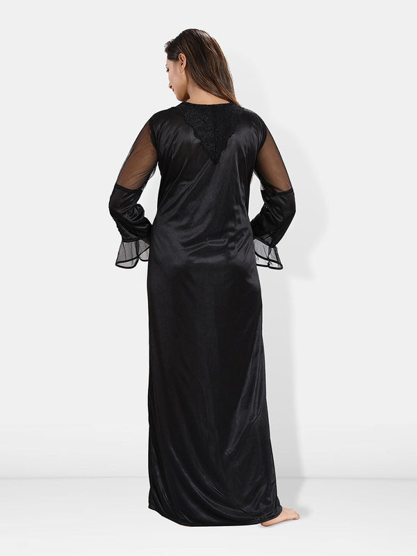 Be You V-Neck Maxi Satin Wrap Nightdress With Robe