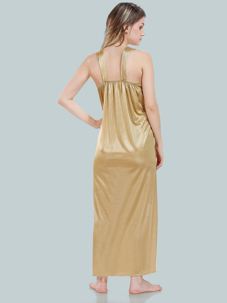Be You V Neck Lace Up Details Satin Nightdress With Robe