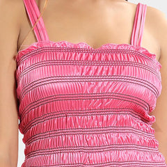 Be You Self Design Shoulder Strap Satin Nightdress