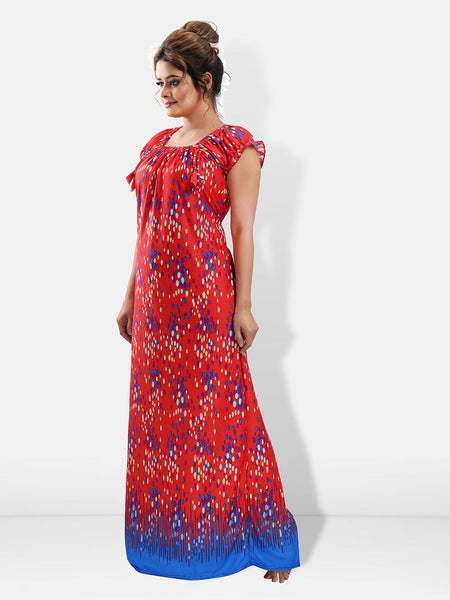 Be You Polka Dots Printed Satin Maxi Nightdress