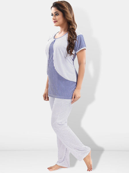 Be You Striped Satin Night Suit