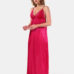 Be You V-Neck Long Sleevs Satin Maxi Nightdress With Robe