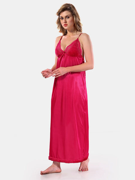 Be You V-Neck Long Sleevs Satin Maxi Nightdress With Robe